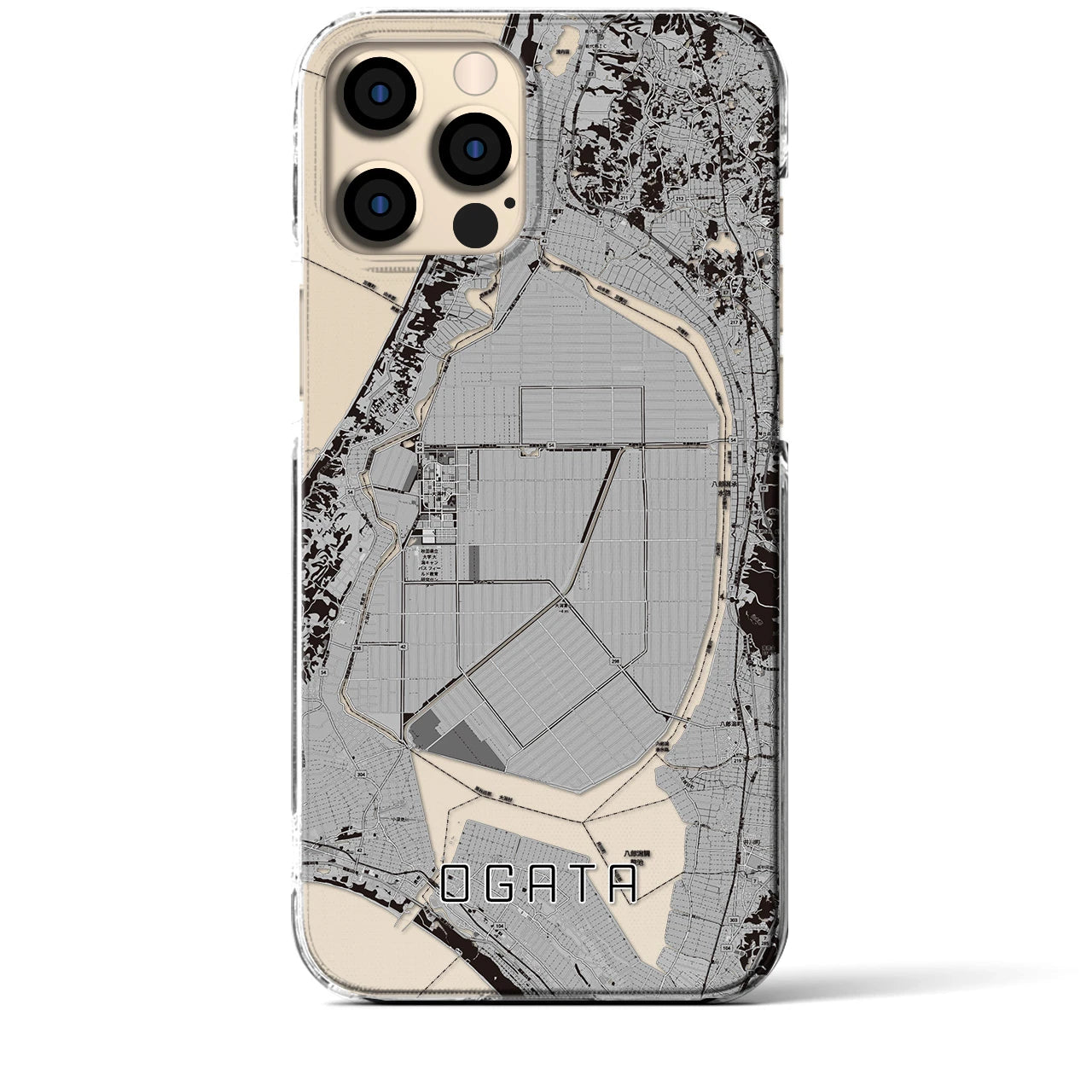 【大潟(秋田県)】地図柄iPhoneケース(クリアタイプ)