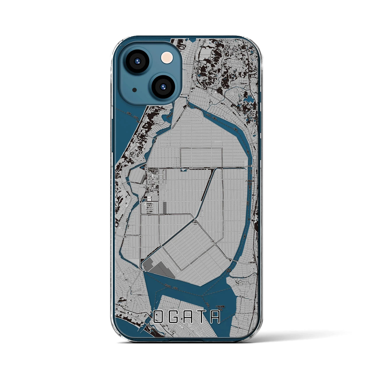 【大潟(秋田県)】地図柄iPhoneケース(クリアタイプ)