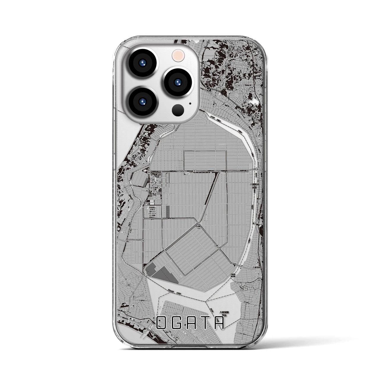 【大潟(秋田県)】地図柄iPhoneケース(クリアタイプ)