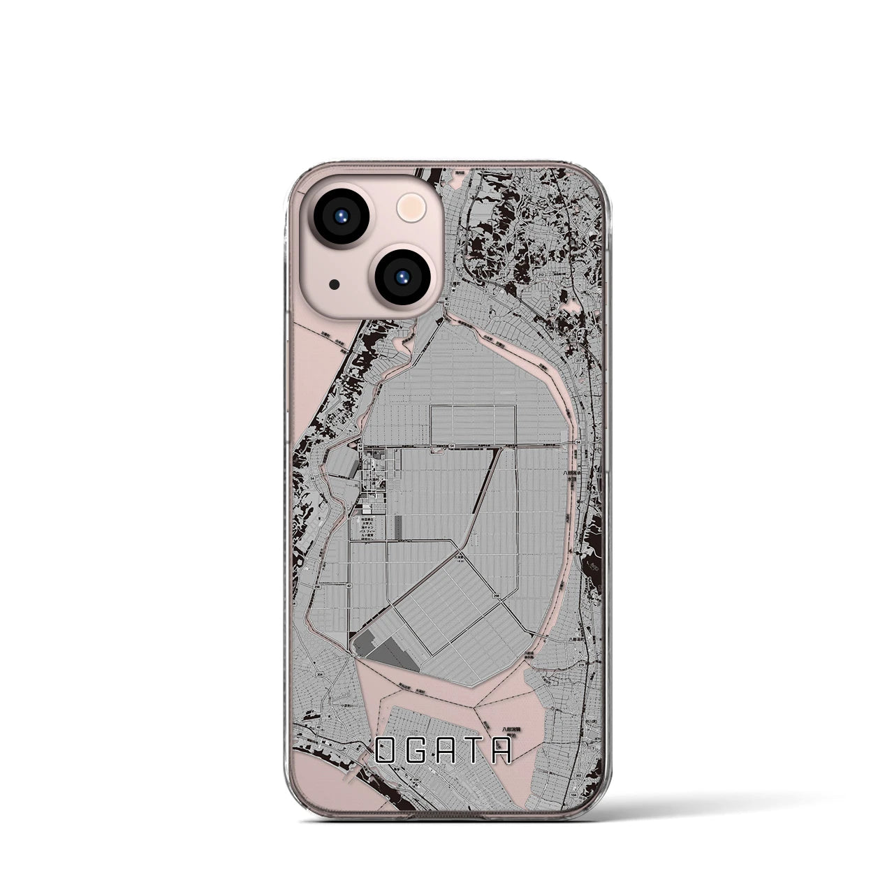 【大潟(秋田県)】地図柄iPhoneケース(クリアタイプ)