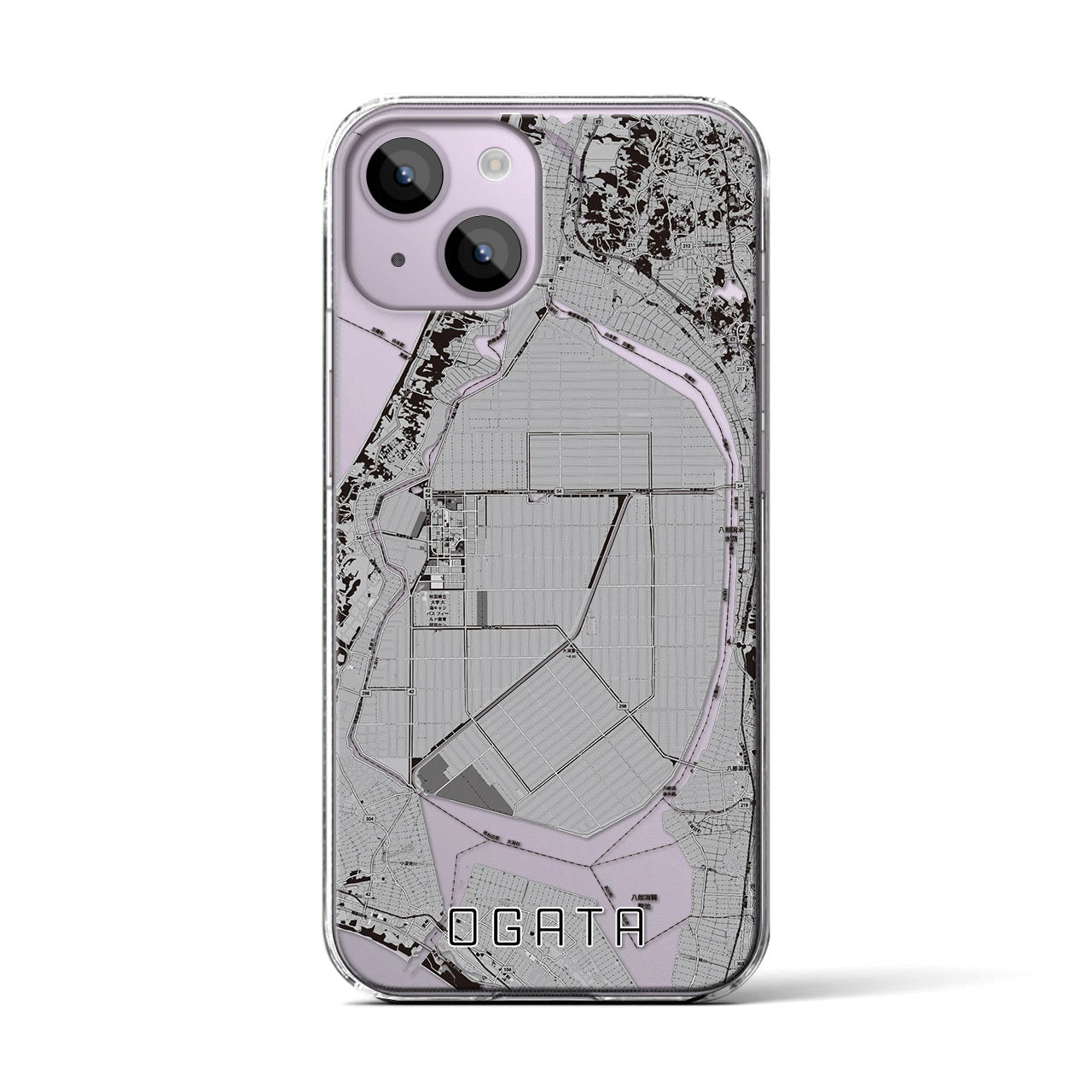 【大潟(秋田県)】地図柄iPhoneケース(クリアタイプ)