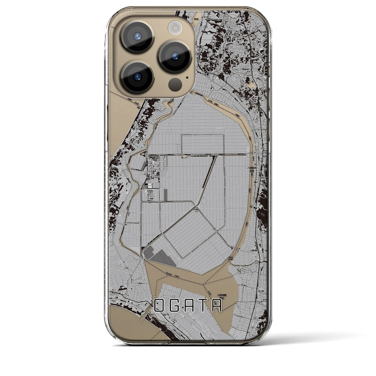 【大潟(秋田県)】地図柄iPhoneケース(クリアタイプ)