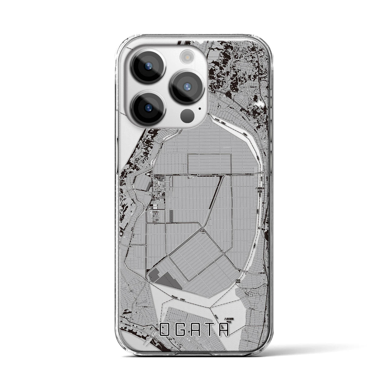 【大潟(秋田県)】地図柄iPhoneケース(クリアタイプ)