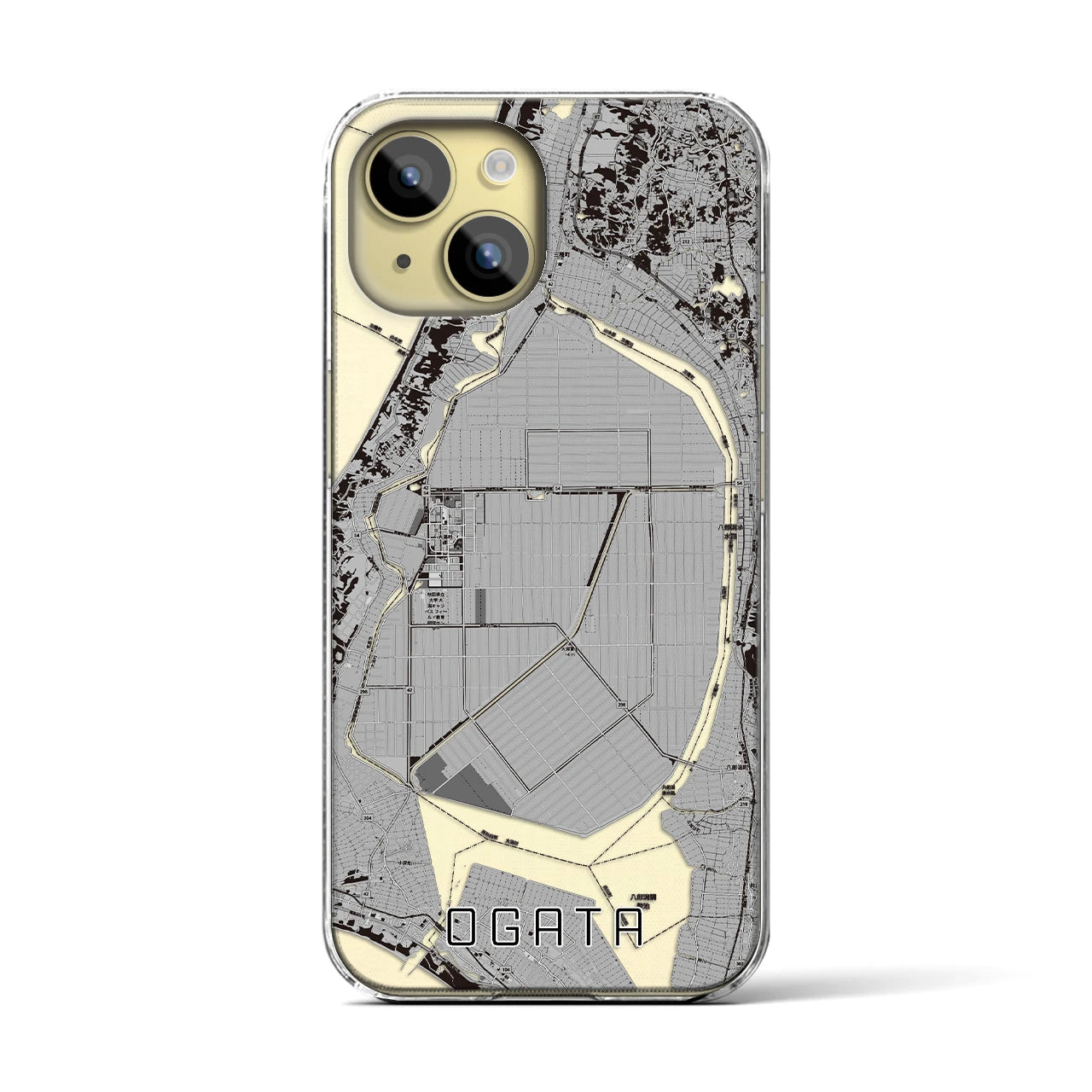 【大潟(秋田県)】地図柄iPhoneケース(クリアタイプ)