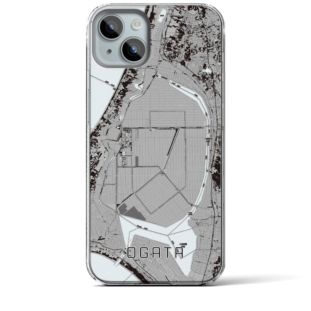 【大潟(秋田県)】地図柄iPhoneケース(クリアタイプ)