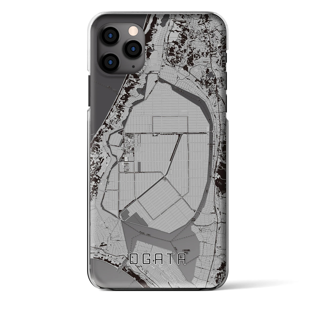 【大潟(秋田県)】地図柄iPhoneケース(クリアタイプ)