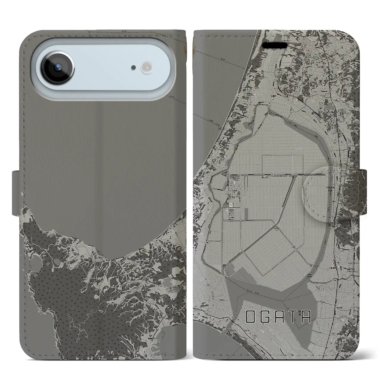 【大潟(秋田県)】地図柄iPhoneケース(手帳タイプ)