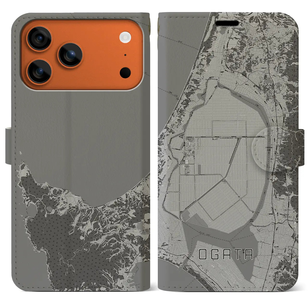 【大潟(秋田県)】地図柄iPhoneケース(手帳タイプ)