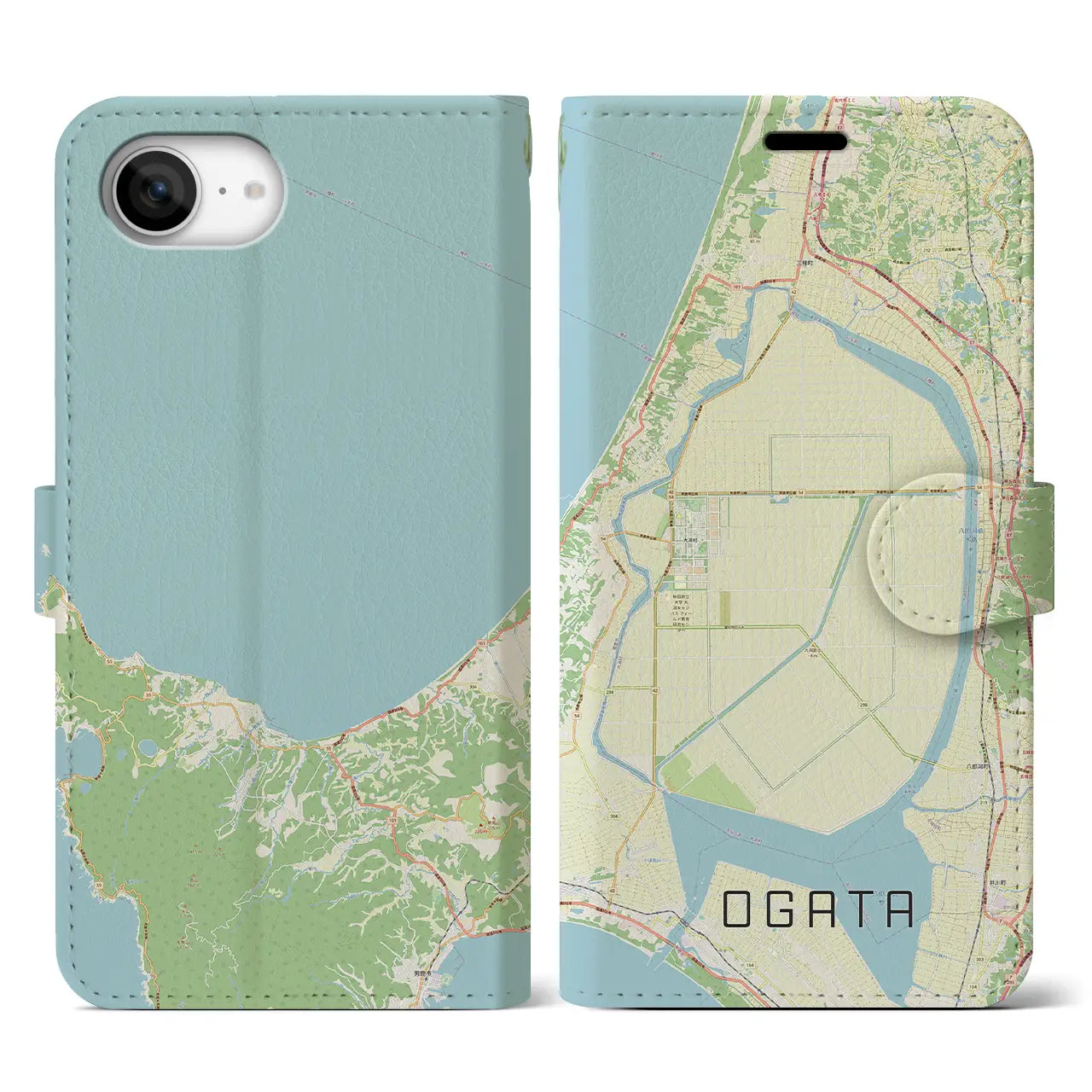 【大潟(秋田県)】地図柄iPhoneケース(手帳タイプ)