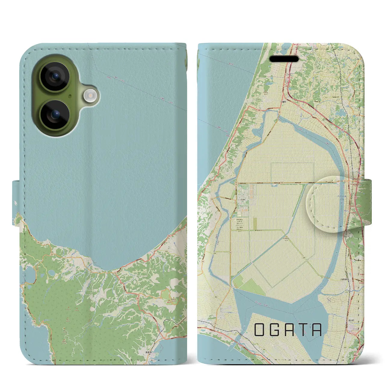 【大潟(秋田県)】地図柄iPhoneケース(手帳タイプ)