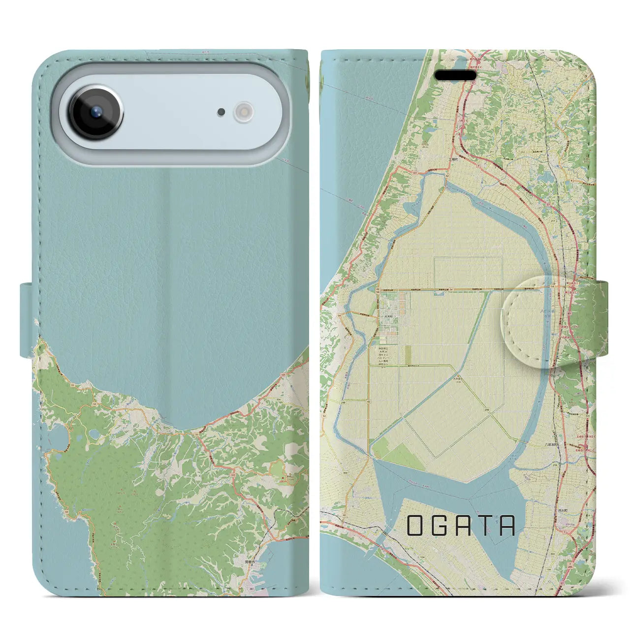 【大潟(秋田県)】地図柄iPhoneケース(手帳タイプ)