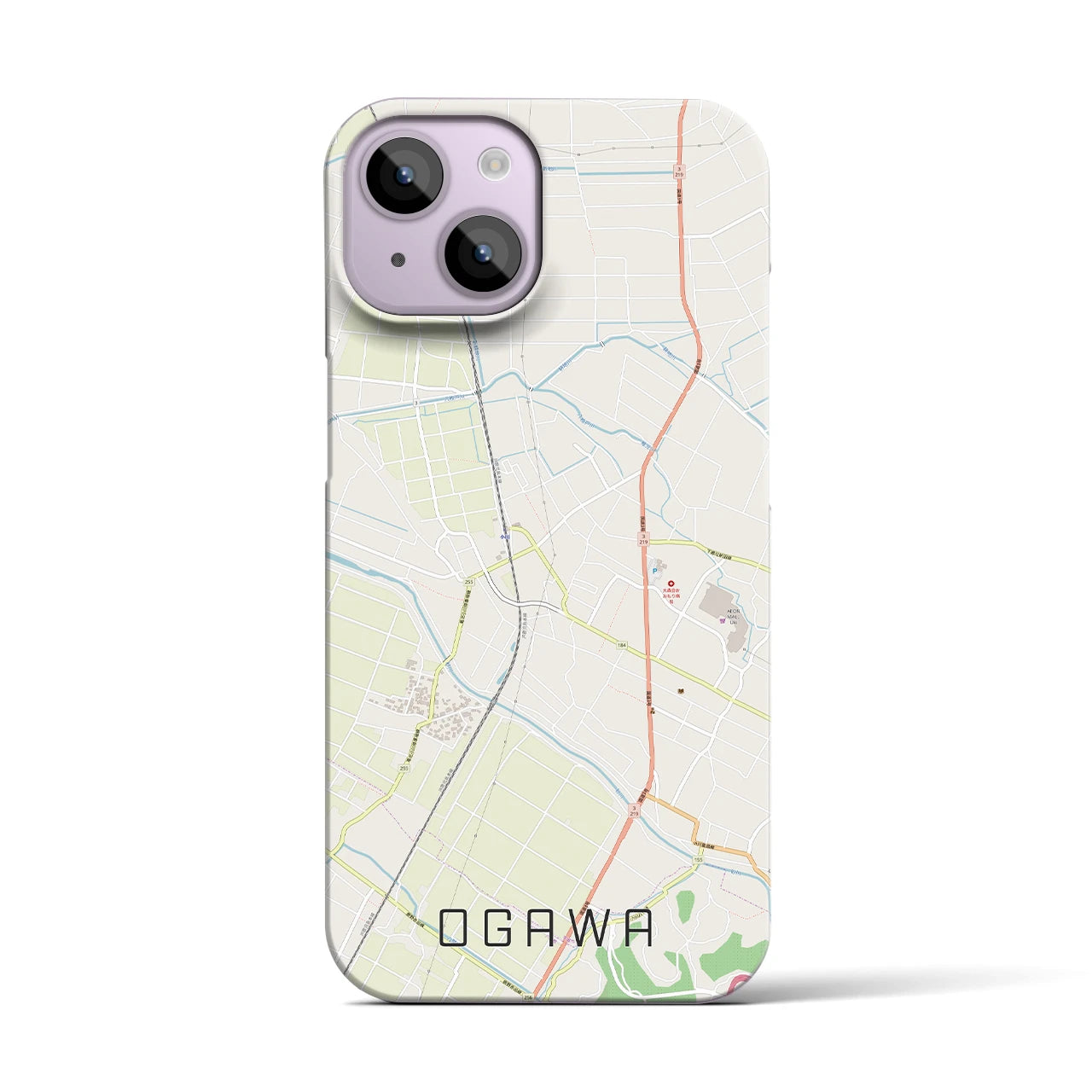 【小川(熊本県)】地図柄iPhoneケース(バックカバータイプ)