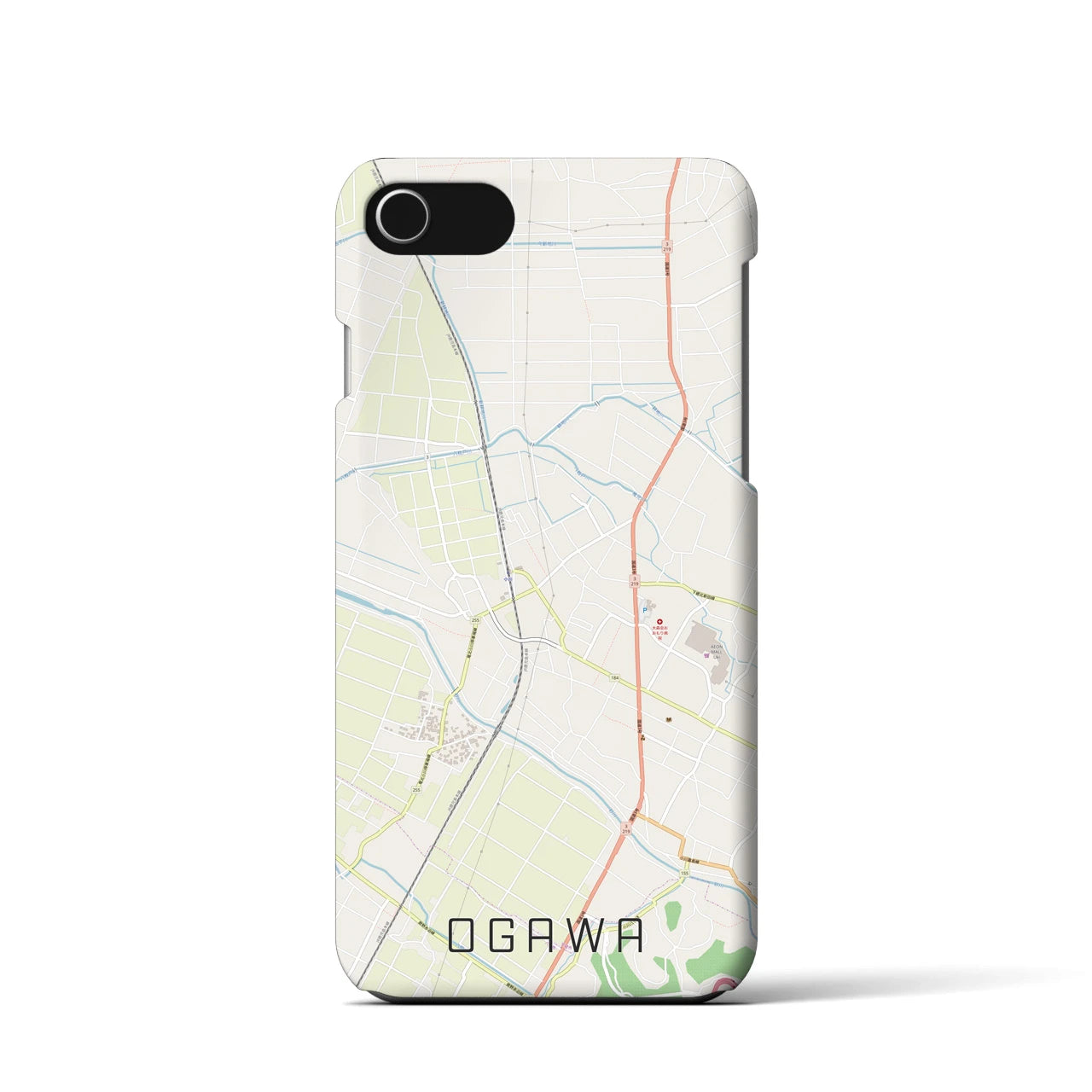 【小川(熊本県)】地図柄iPhoneケース(バックカバータイプ)