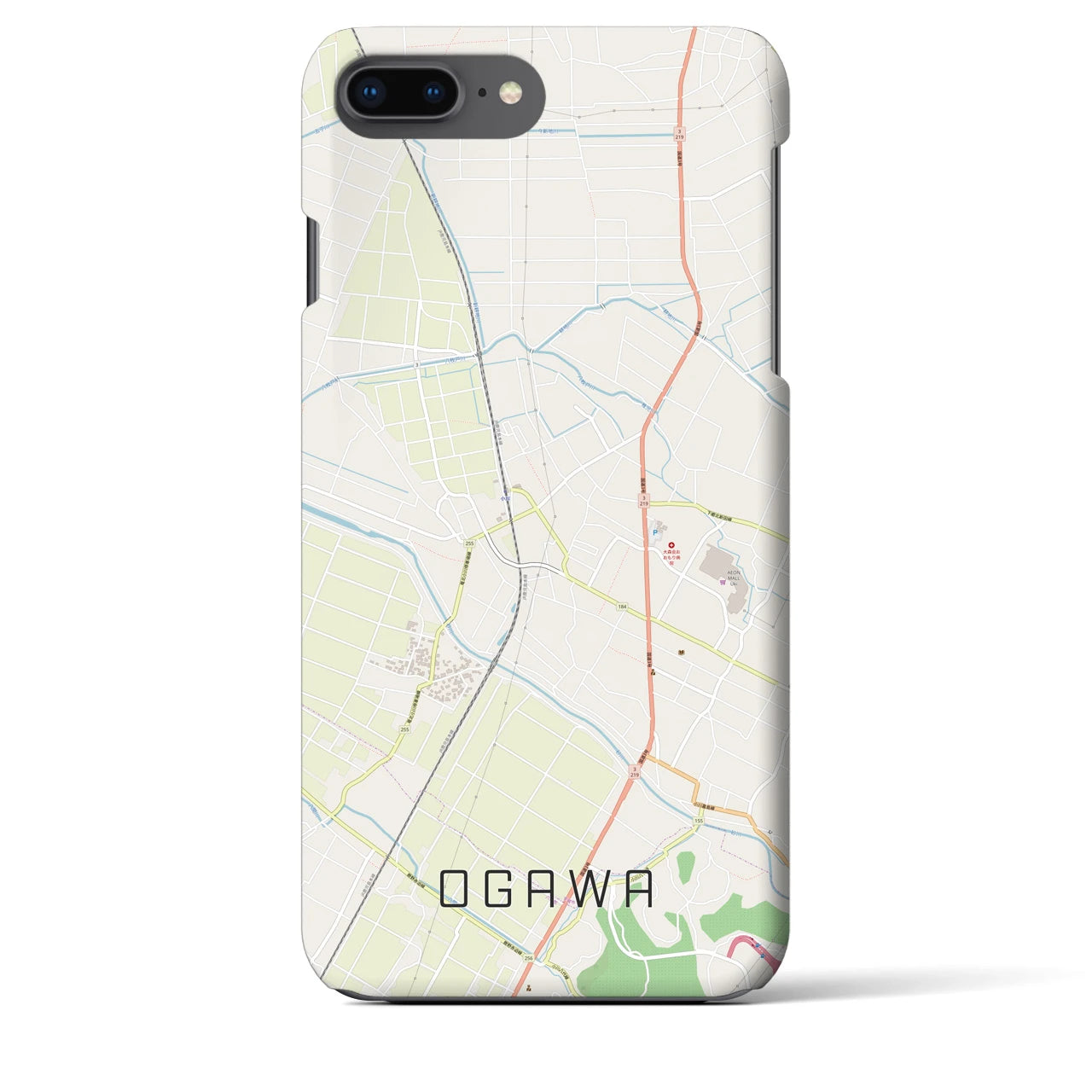 【小川(熊本県)】地図柄iPhoneケース(バックカバータイプ)