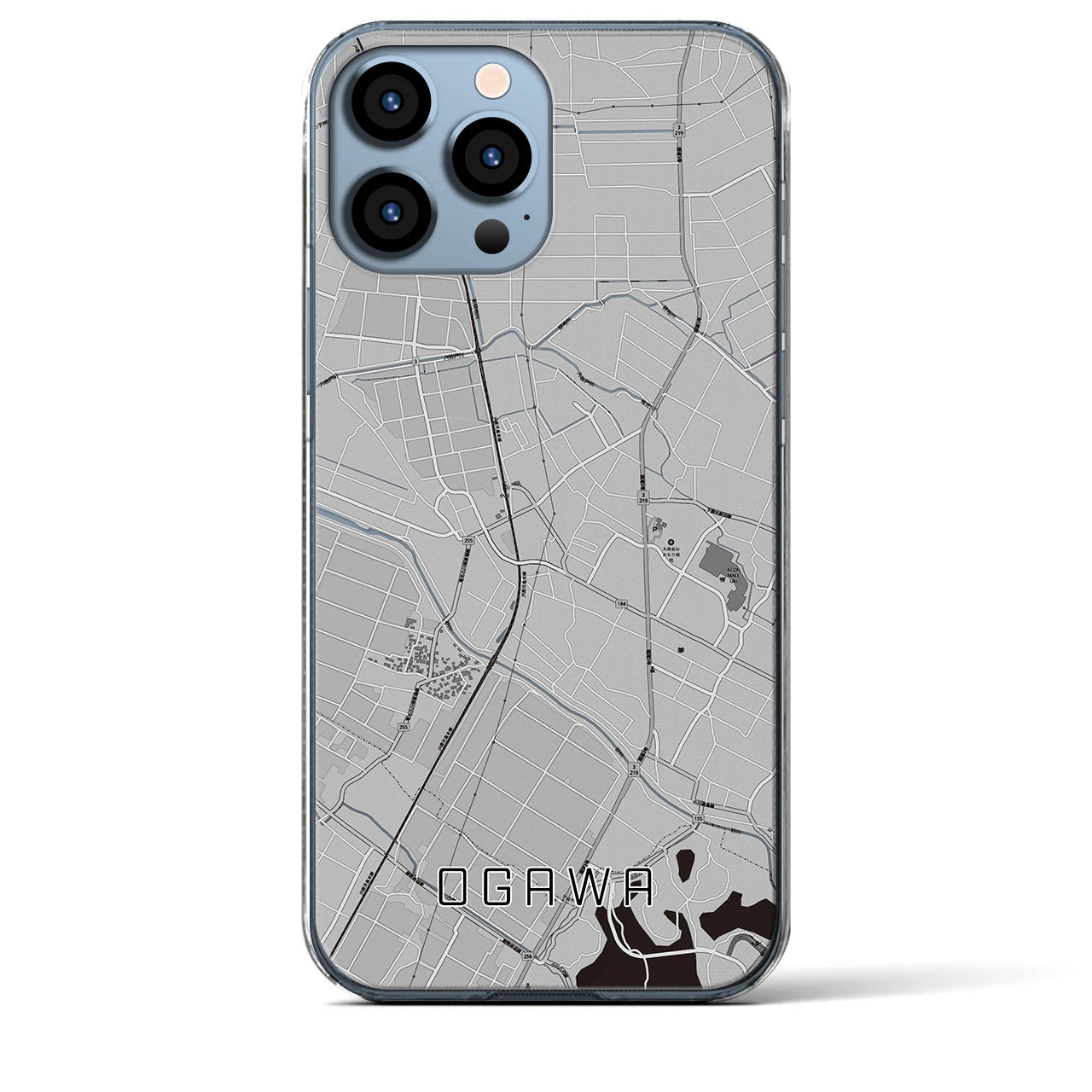 【小川(熊本県)】地図柄iPhoneケース(クリアタイプ)