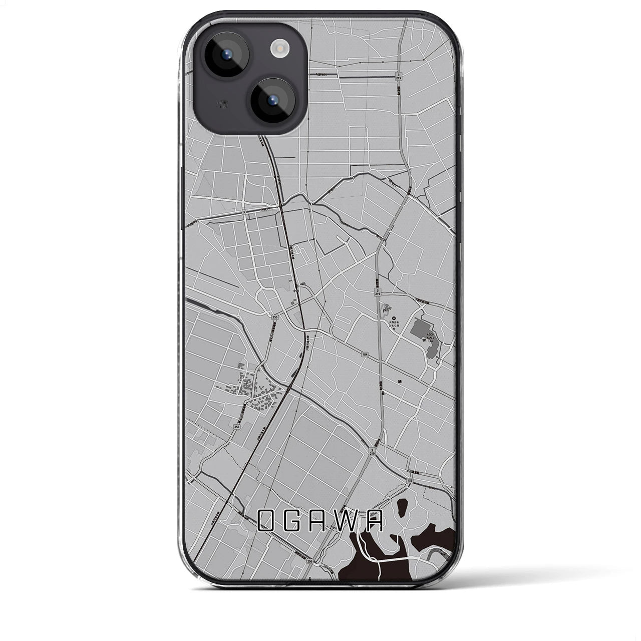 【小川(熊本県)】地図柄iPhoneケース(クリアタイプ)