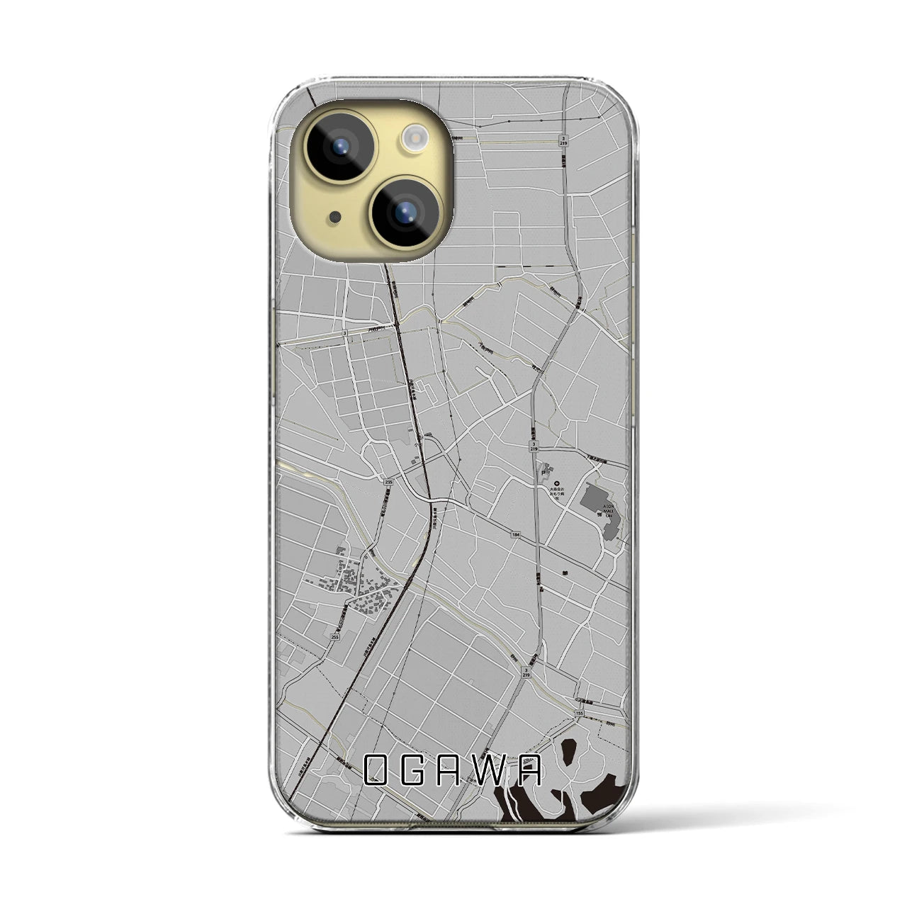 【小川(熊本県)】地図柄iPhoneケース(クリアタイプ)