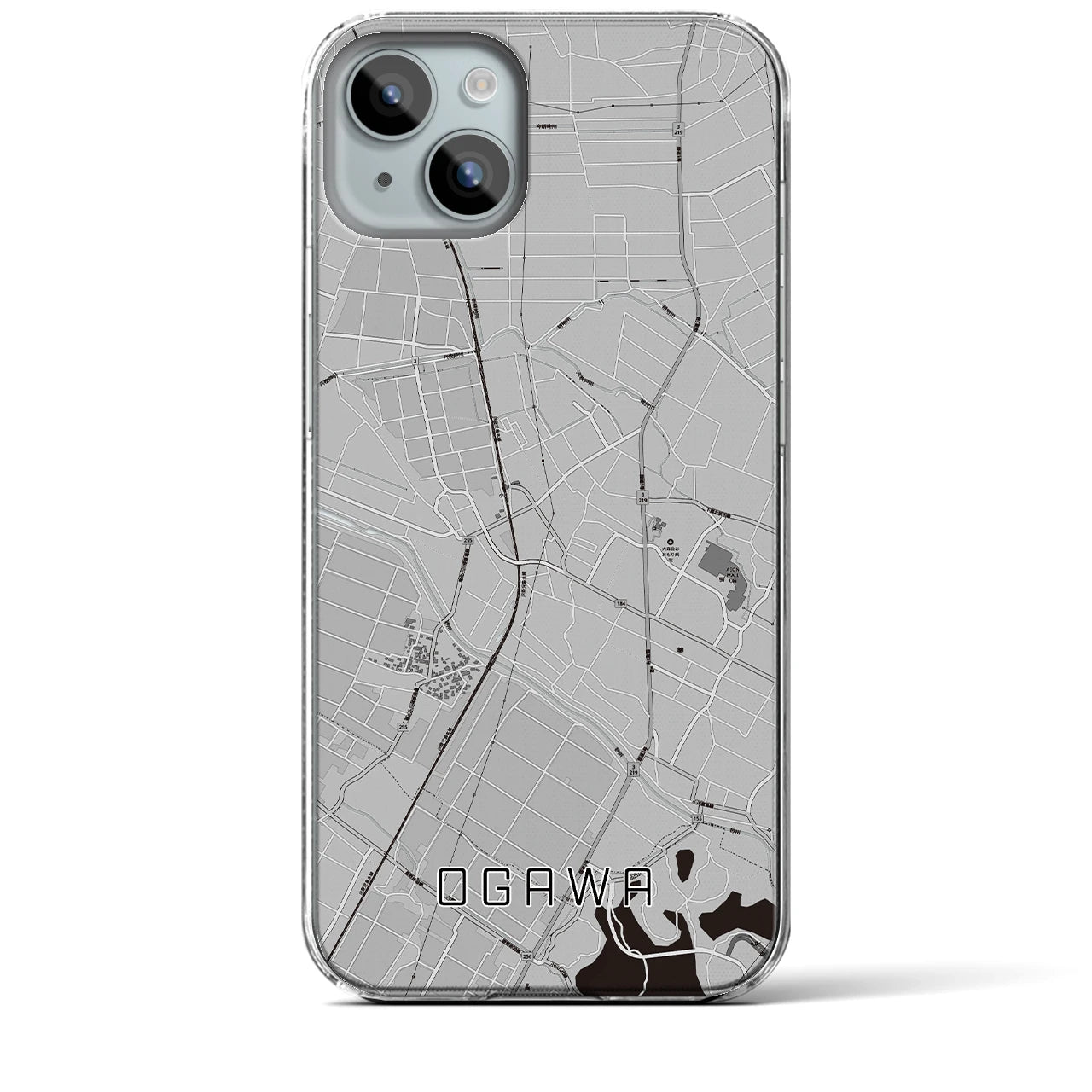 【小川(熊本県)】地図柄iPhoneケース(クリアタイプ)