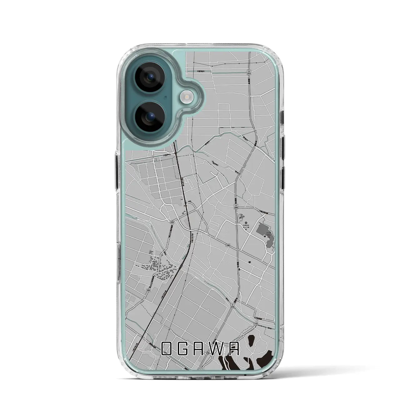 【小川(熊本県)】地図柄iPhoneケース(MagSafeタイプ)モノトーン・iPhone 16 Pro 用