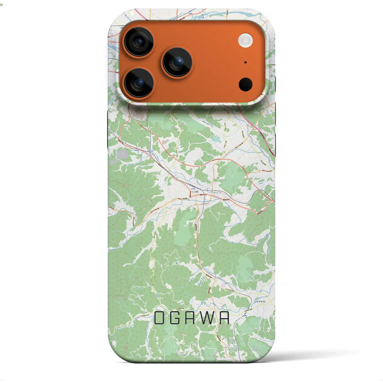 【小川(埼玉県)】地図柄iPhoneケース(バックカバータイプ)ブラック・iPhone 17 Pro Max 用