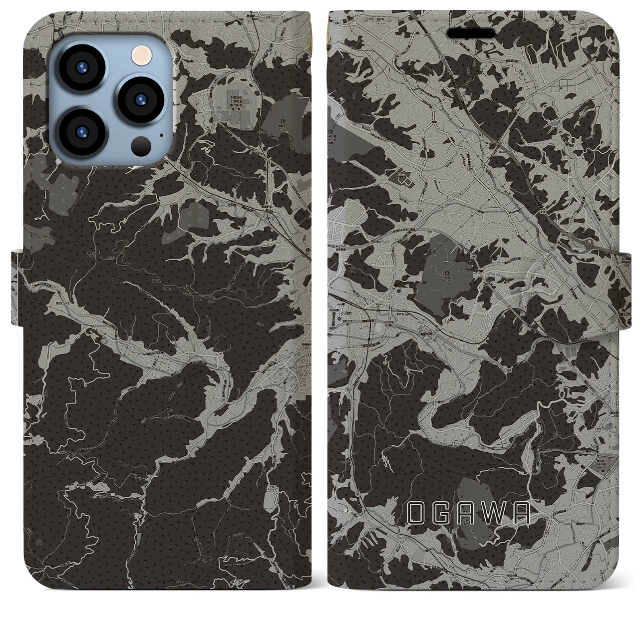 【小川(埼玉県)】地図柄iPhoneケース(手帳タイプ)