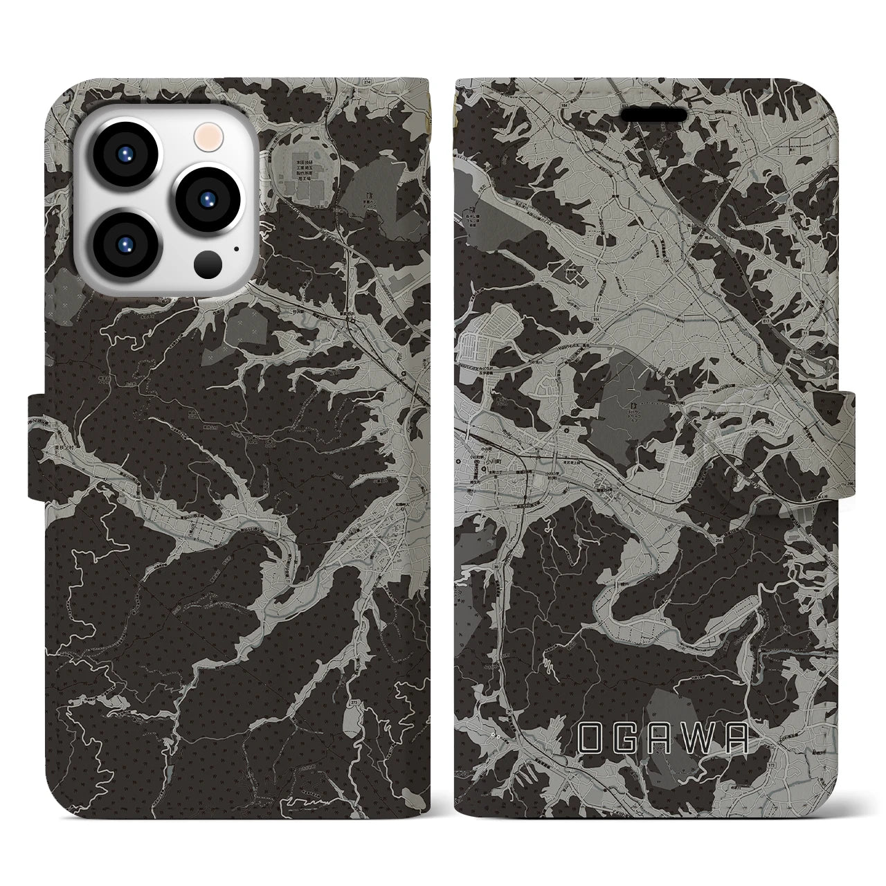 【小川(埼玉県)】地図柄iPhoneケース(手帳タイプ)