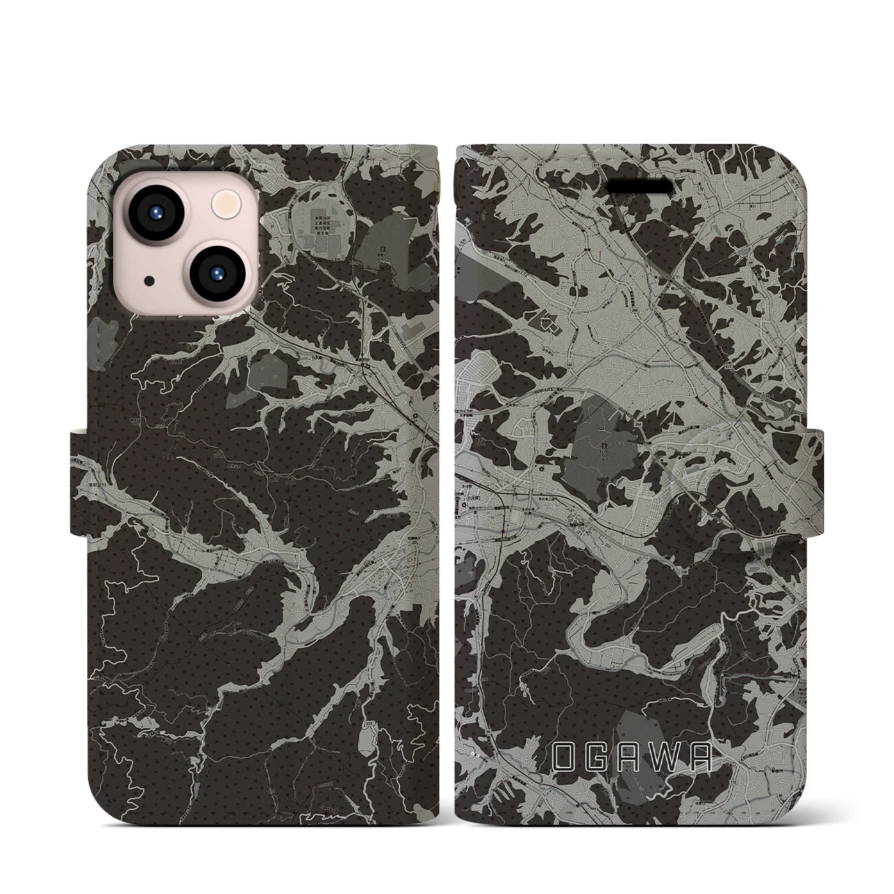 【小川(埼玉県)】地図柄iPhoneケース(手帳タイプ)