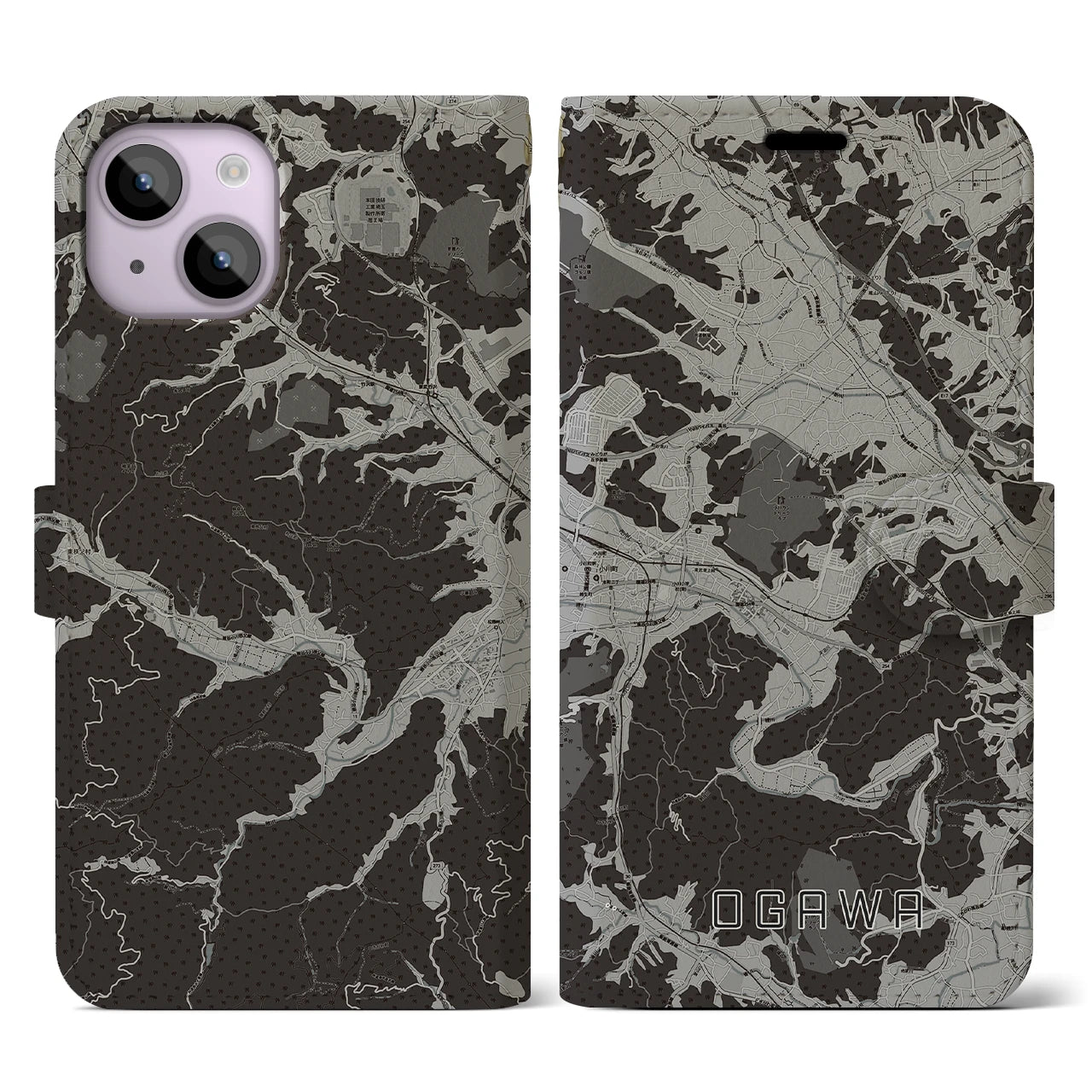 【小川(埼玉県)】地図柄iPhoneケース(手帳タイプ)