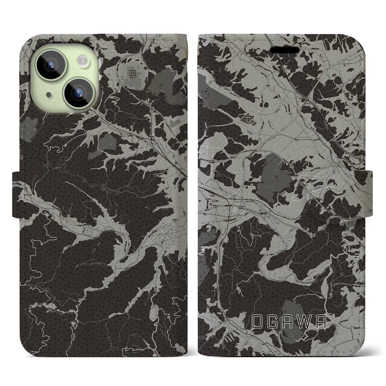 【小川(埼玉県)】地図柄iPhoneケース(手帳タイプ)