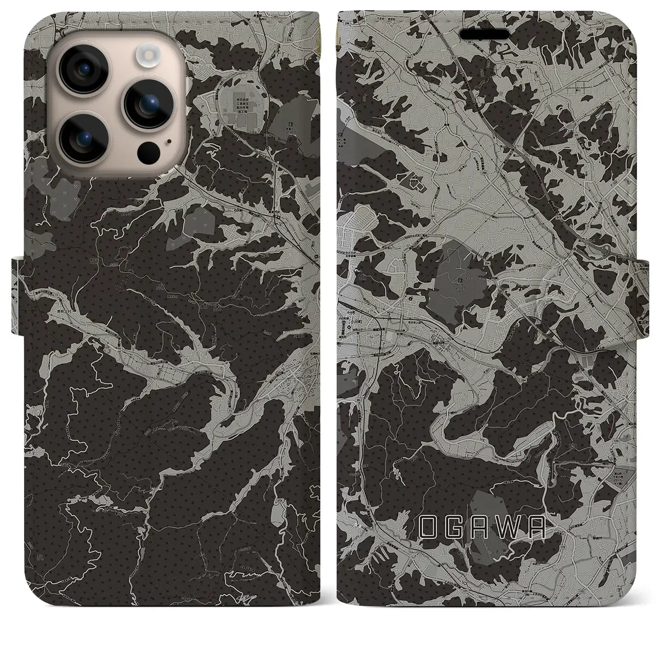 【小川(埼玉県)】地図柄iPhoneケース(手帳タイプ)