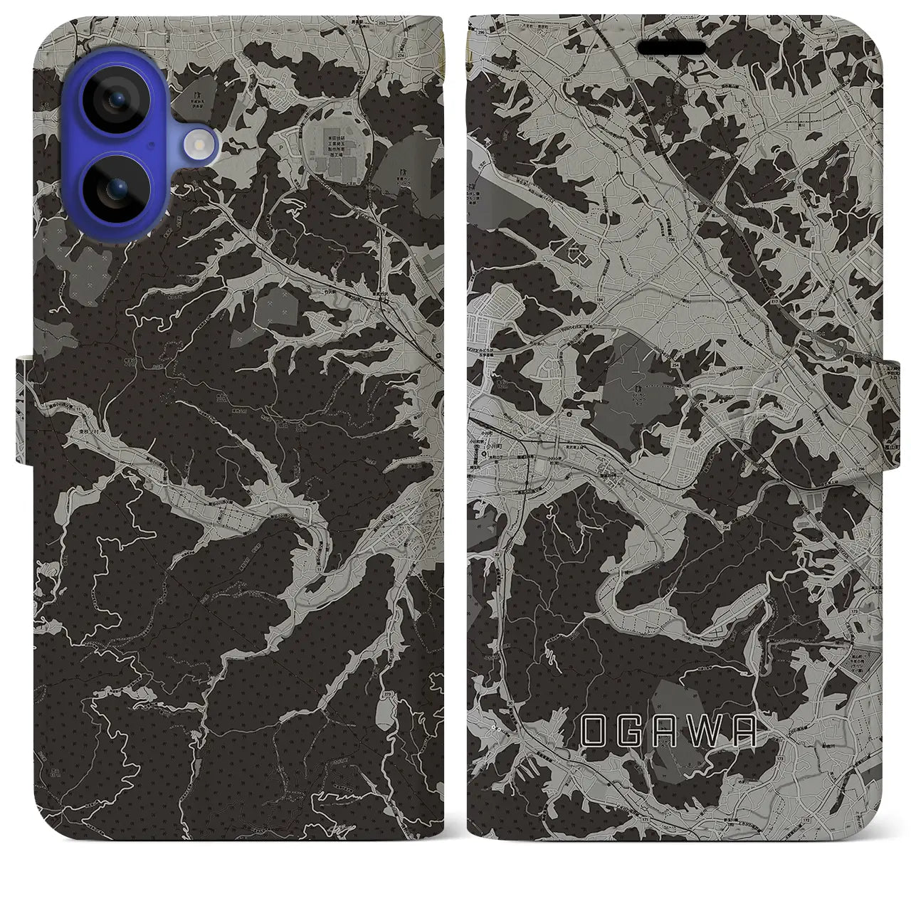 【小川(埼玉県)】地図柄iPhoneケース(手帳タイプ)