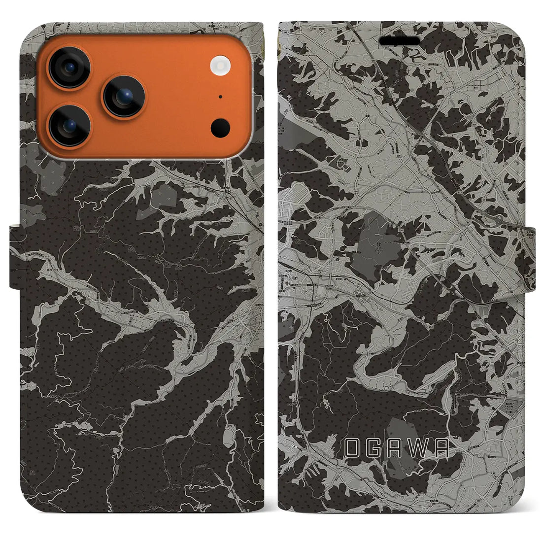 【小川(埼玉県)】地図柄iPhoneケース(手帳タイプ)