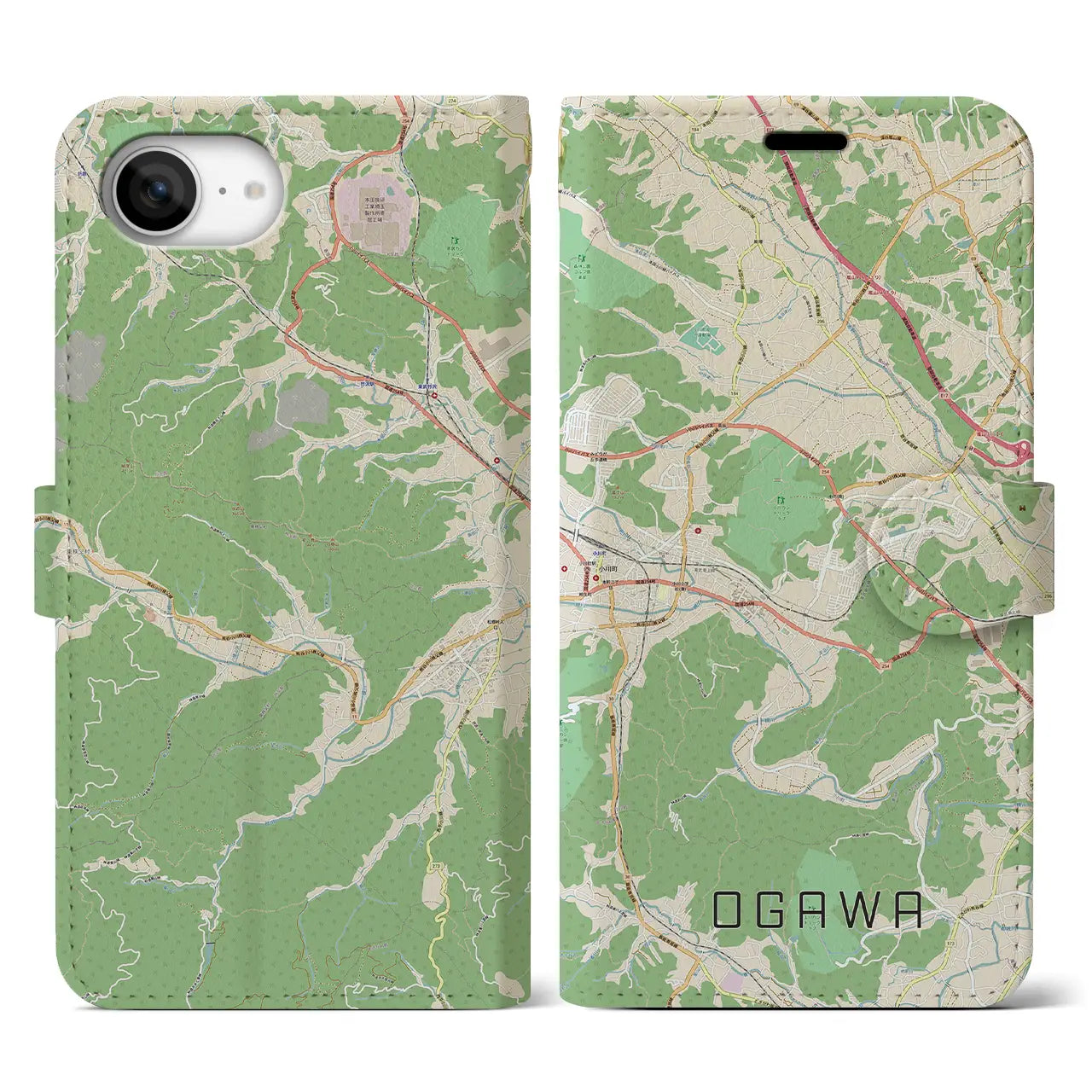 【小川(埼玉県)】地図柄iPhoneケース(手帳タイプ)