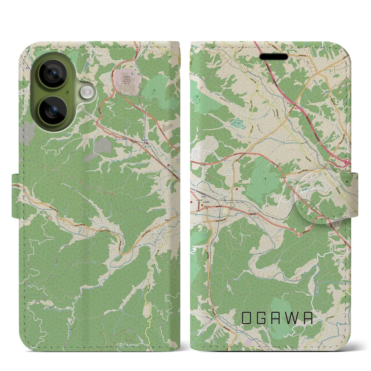 【小川(埼玉県)】地図柄iPhoneケース(手帳タイプ)