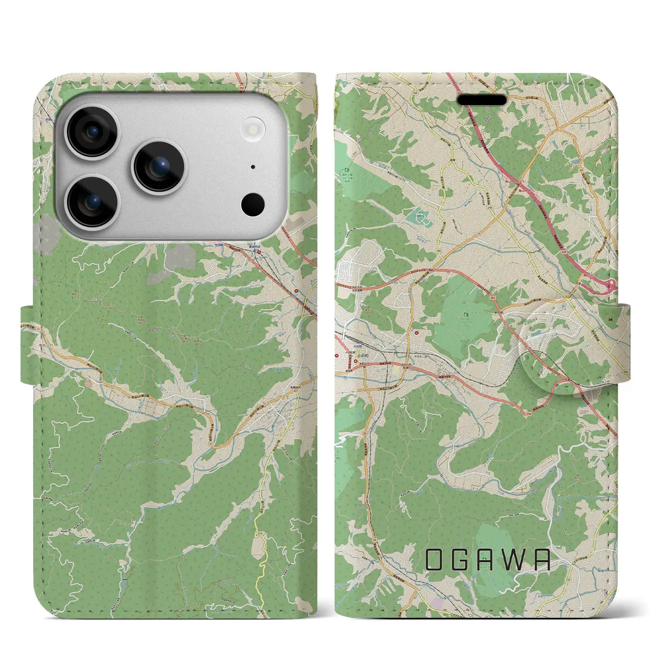 【小川(埼玉県)】地図柄iPhoneケース(手帳タイプ)