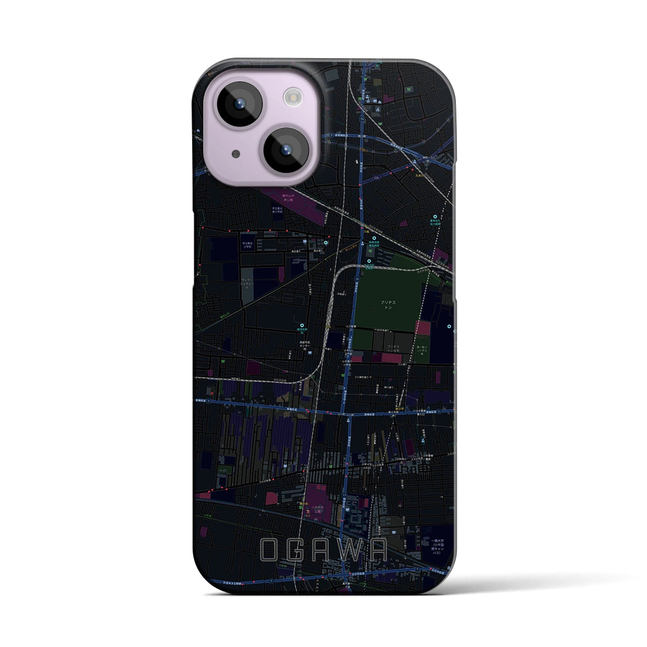 【小川(東京都)】地図柄iPhoneケース(バックカバータイプ)