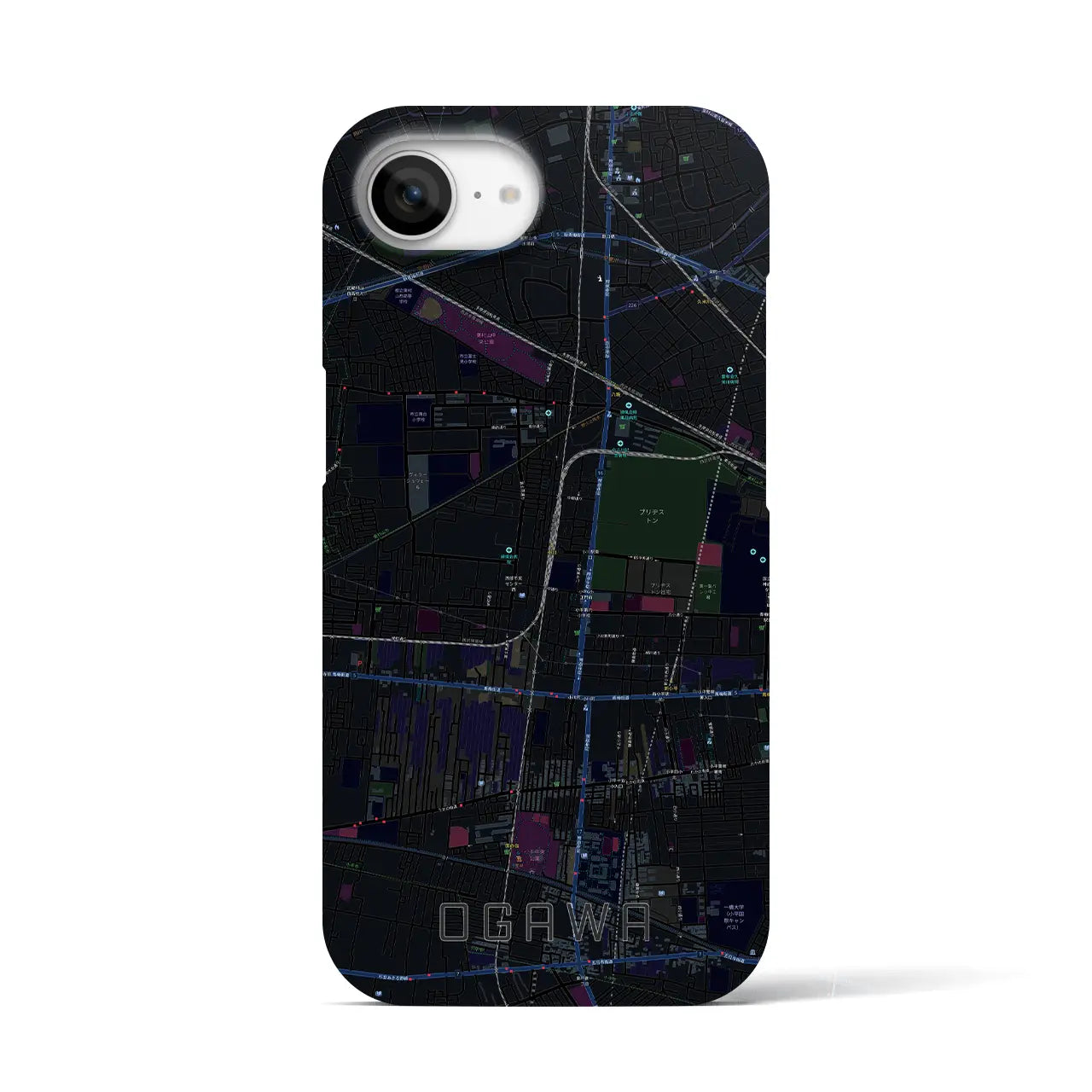 【小川(東京都)】地図柄iPhoneケース(バックカバータイプ)