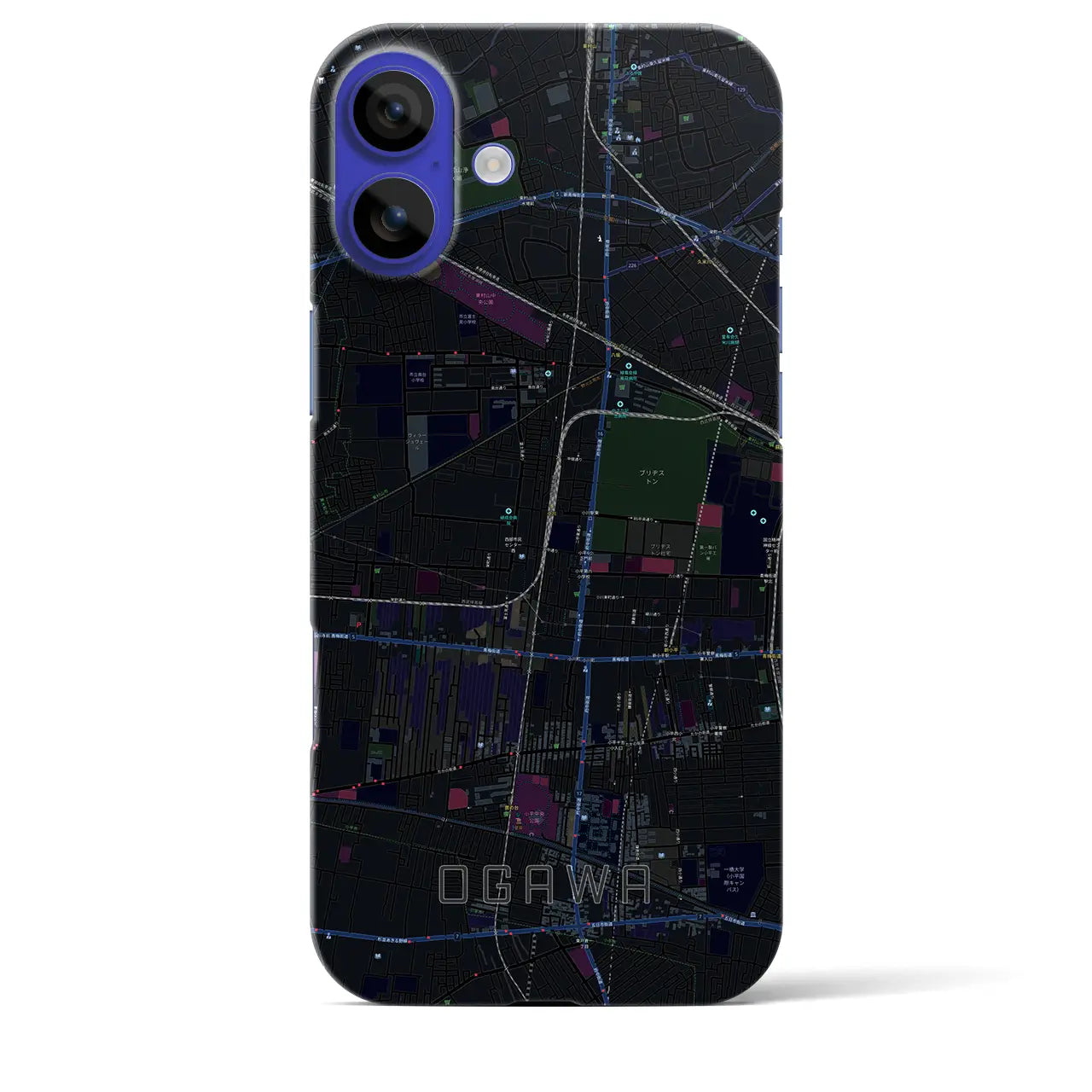 【小川(東京都)】地図柄iPhoneケース(バックカバータイプ)
