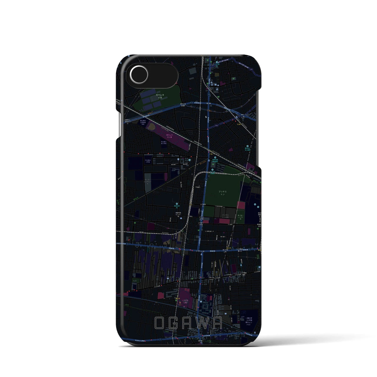 【小川(東京都)】地図柄iPhoneケース(バックカバータイプ)