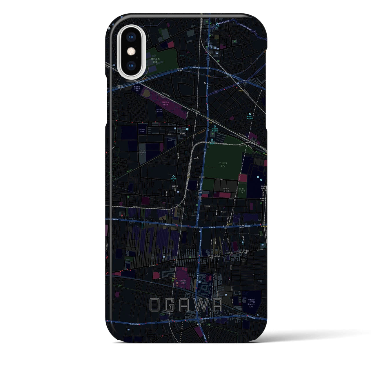 【小川(東京都)】地図柄iPhoneケース(バックカバータイプ)