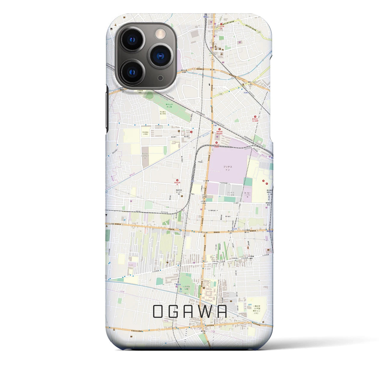 【小川(東京都)】地図柄iPhoneケース(バックカバータイプ)