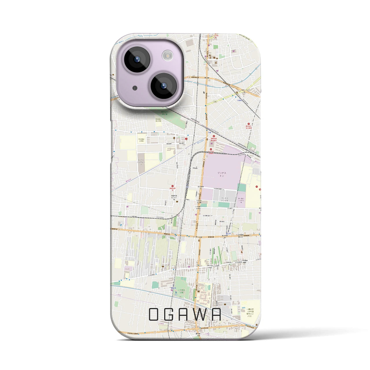 【小川(東京都)】地図柄iPhoneケース(バックカバータイプ)