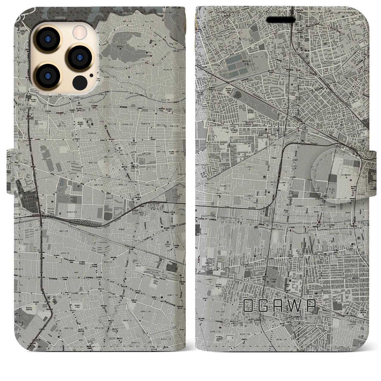 【小川(東京都)】地図柄iPhoneケース(手帳タイプ)