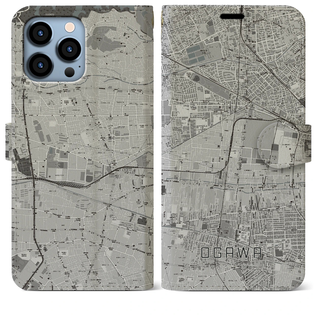 【小川(東京都)】地図柄iPhoneケース(手帳タイプ)