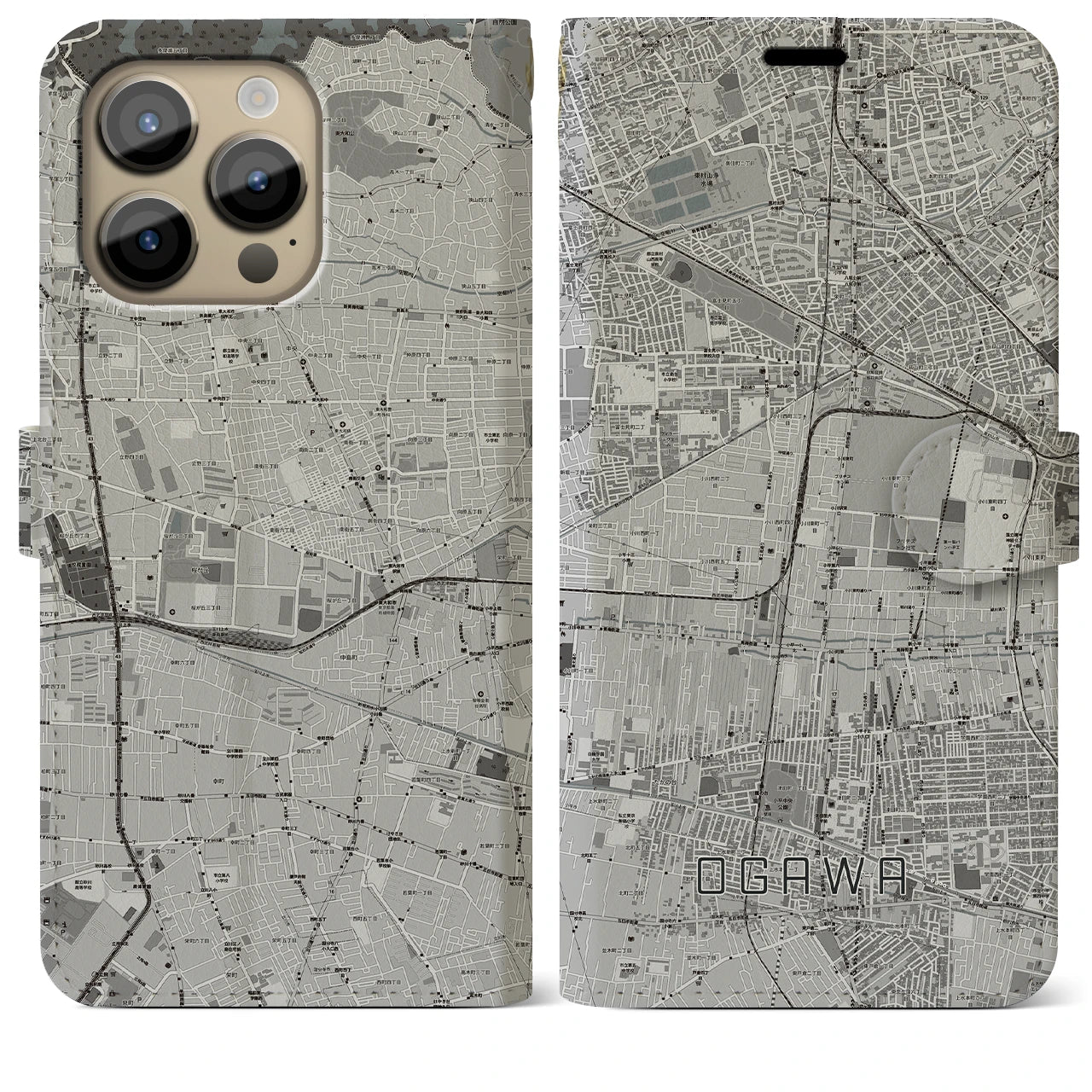 【小川(東京都)】地図柄iPhoneケース(手帳タイプ)