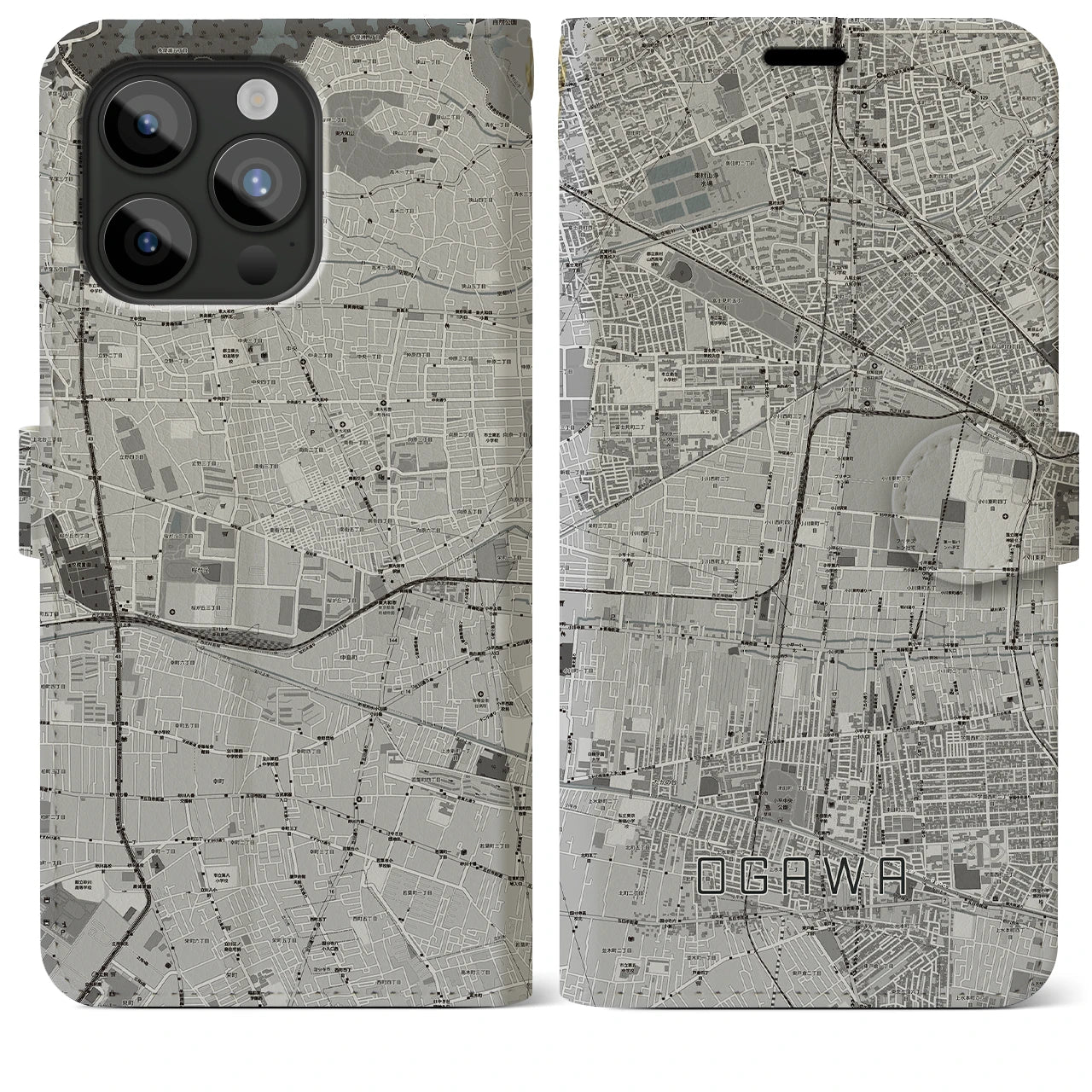 【小川(東京都)】地図柄iPhoneケース(手帳タイプ)