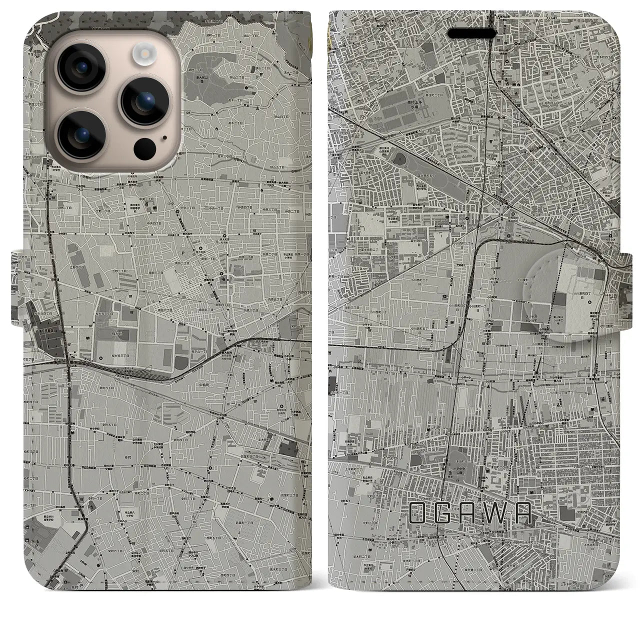 【小川(東京都)】地図柄iPhoneケース(手帳タイプ)