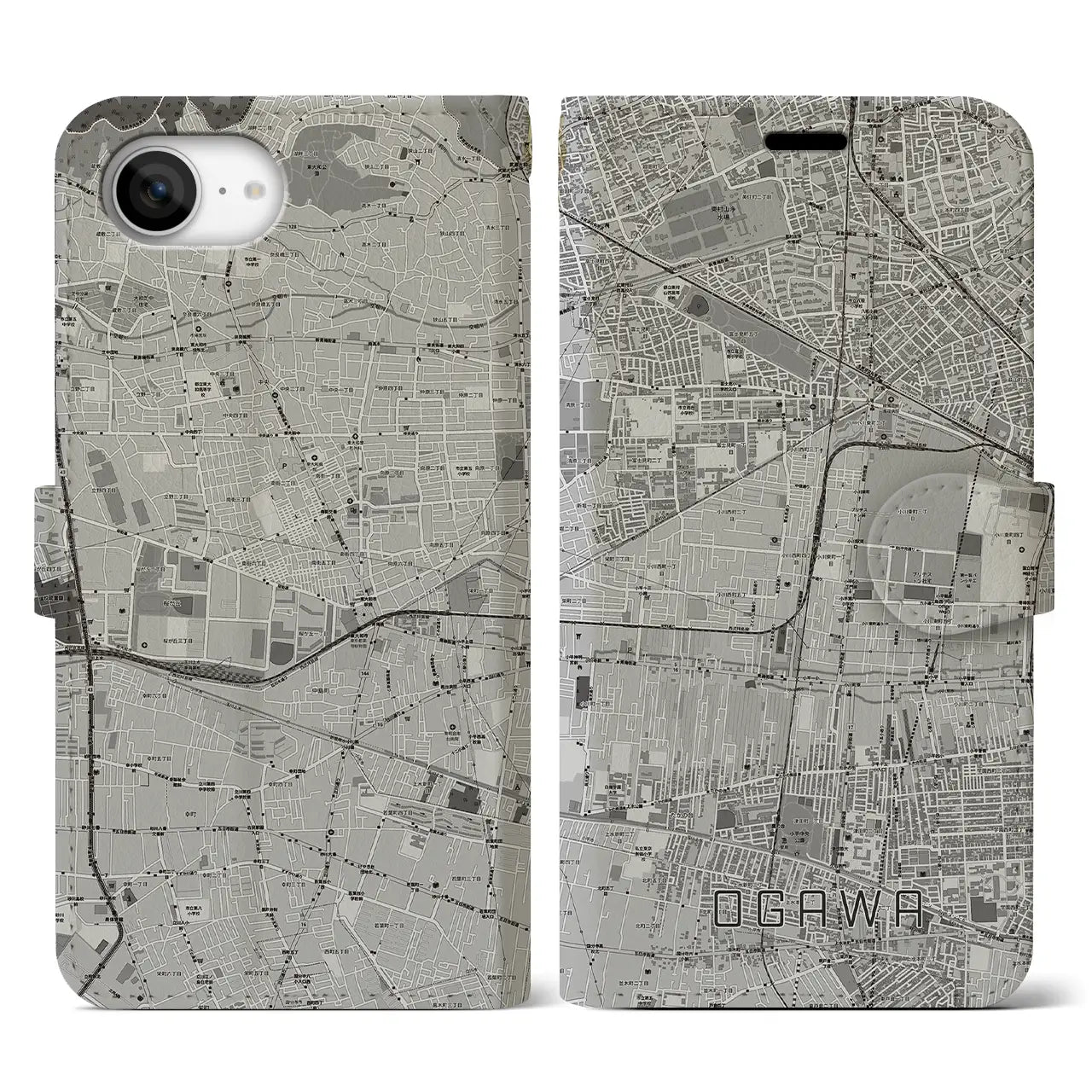 【小川(東京都)】地図柄iPhoneケース(手帳タイプ)