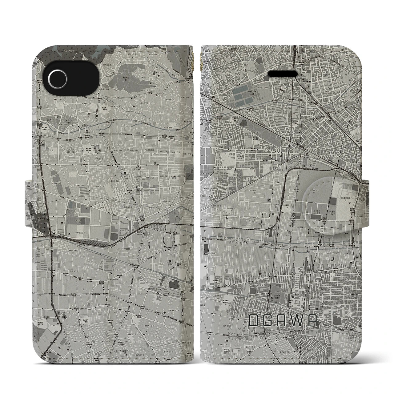 【小川(東京都)】地図柄iPhoneケース(手帳タイプ)