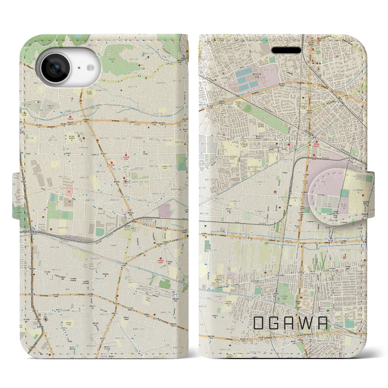 【小川(東京都)】地図柄iPhoneケース(手帳タイプ)